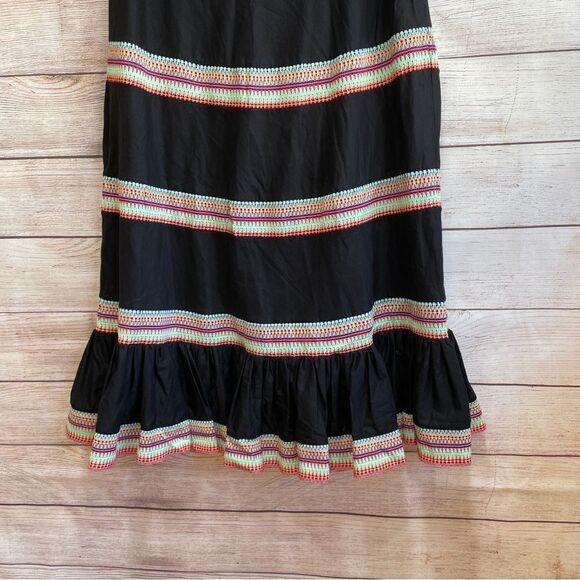 BAMBOO TRADERS TIERED MIDI SKIRT IN BLACK - Picture 3 of 6